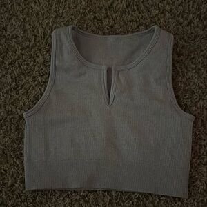 Grey, Athletic, Thick, Ribbed crop top